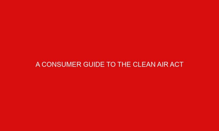 A Consumer Guide to the Clean Air Act