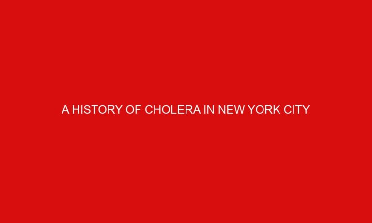 A History of Cholera in New York City