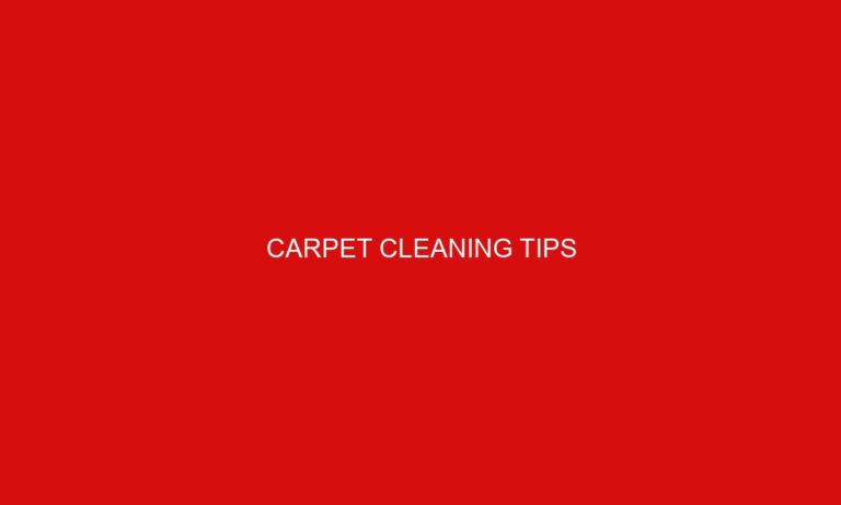 Carpet Cleaning Tips