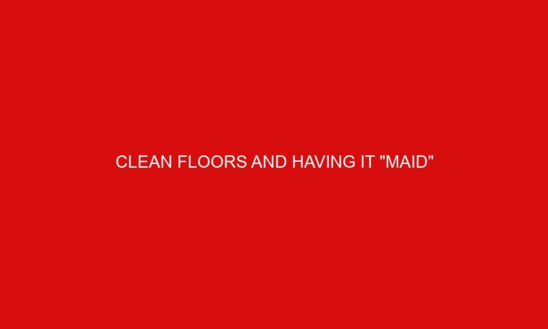 Clean Floors and Having it “Maid”