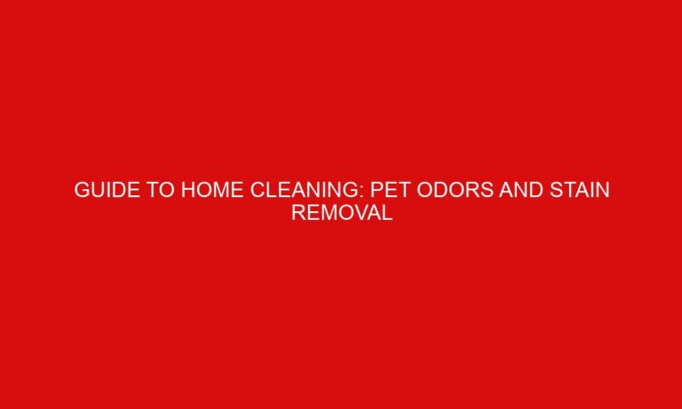 Guide to Home Cleaning: Pet Odors and Stain Removal