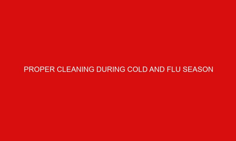 Proper Cleaning During Cold and Flu Season