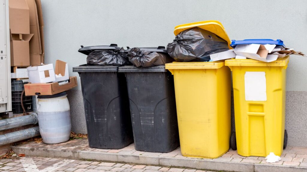 overfilled waste bins