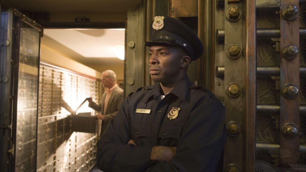 security guard bank vault
