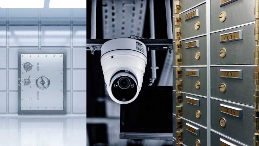 vault door, security camera and safe