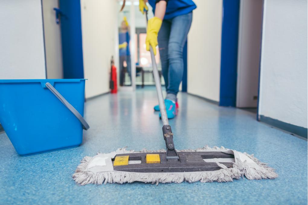 Wiping floor in office