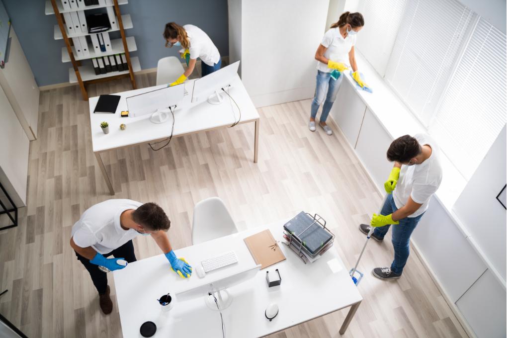 cleaning crew in office